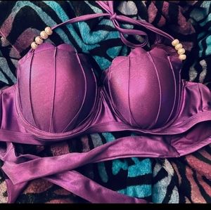 Disney Little Mermaid Ariel Seashell Halter Bikini Swim Top Plus Size